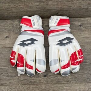 Lotto GK300 Goalkeeper Gloves Size 9 Soccer Goalie Gloves White Red